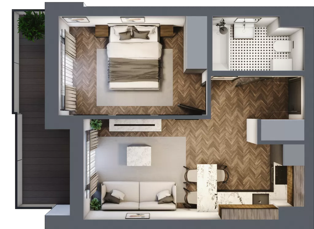 2 pokoje, mieszkanie 35,67 m², piętro 3, oferta nr ONH-B-KLM12-LM22, Osiedle Nowe Horyzonty - etap III, Bydgoszcz, Bartodzieje, ul. Mała 12-14