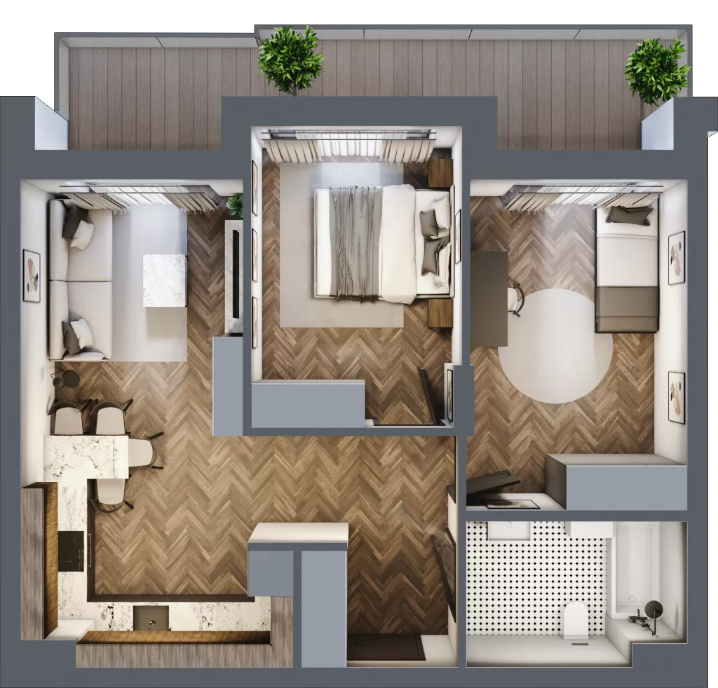 3 pokoje, mieszkanie 54,94 m², piętro 3, oferta nr ONH-B-KLM12-LM24, Osiedle Nowe Horyzonty - etap III, Bydgoszcz, Bartodzieje, ul. Mała 12-14