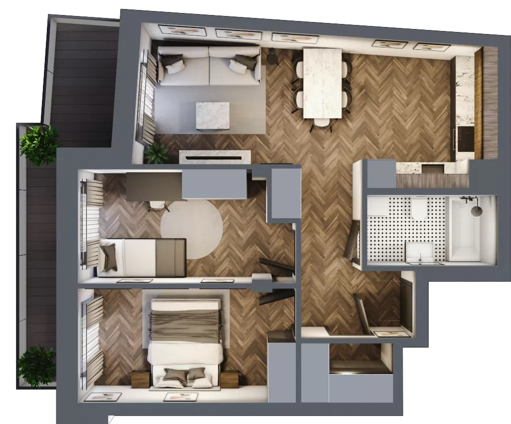 3 pokoje, mieszkanie 54,39 m², piętro 3, oferta nr ONH-B-KLM12-LM25, Osiedle Nowe Horyzonty - etap III, Bydgoszcz, Bartodzieje, ul. Mała 12-14