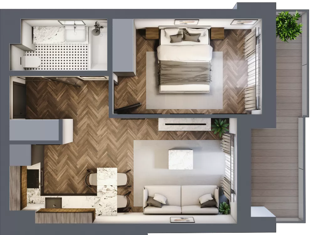 2 pokoje, mieszkanie 36,46 m², piętro 3, oferta nr ONH-B-KLM12-LM28, Osiedle Nowe Horyzonty - etap III, Bydgoszcz, Bartodzieje, ul. Mała 12-14