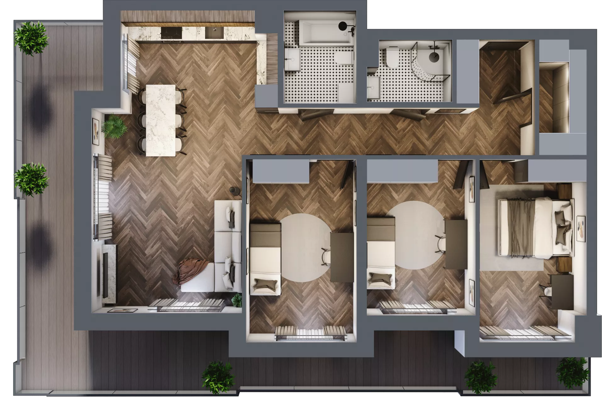 4 pokoje, mieszkanie 93,99 m², piętro 3, oferta nr ONH-B-KLM14-LM23, Osiedle Nowe Horyzonty - etap III, Bydgoszcz, Bartodzieje, ul. Mała 12-14