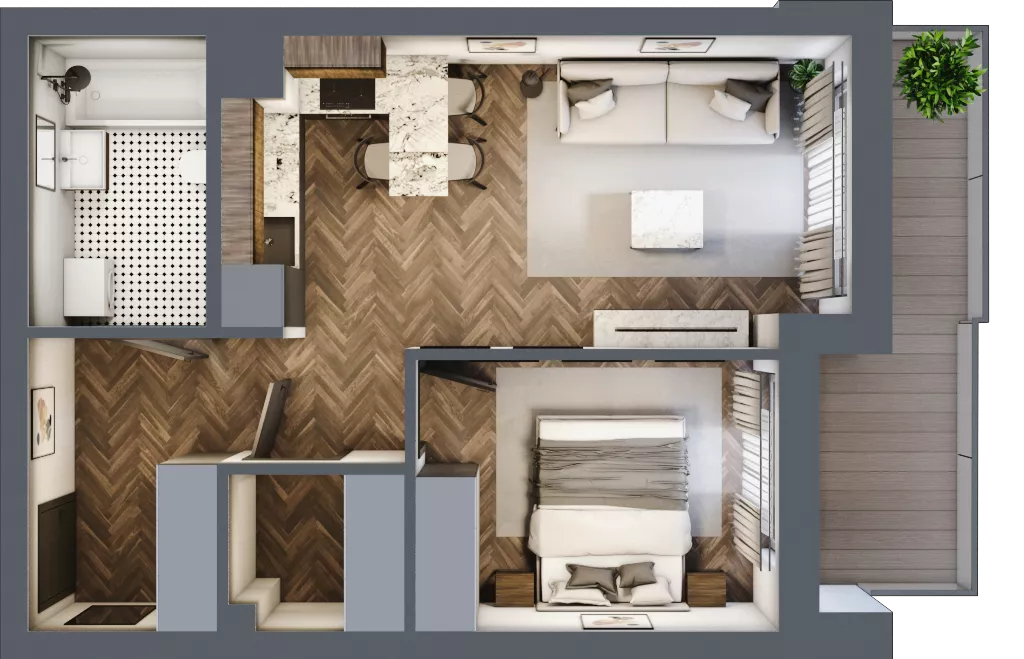 2 pokoje, mieszkanie 41,04 m², piętro 3, oferta nr ONH-B-KLM14-LM29, Osiedle Nowe Horyzonty - etap III, Bydgoszcz, Bartodzieje, ul. Mała 12-14