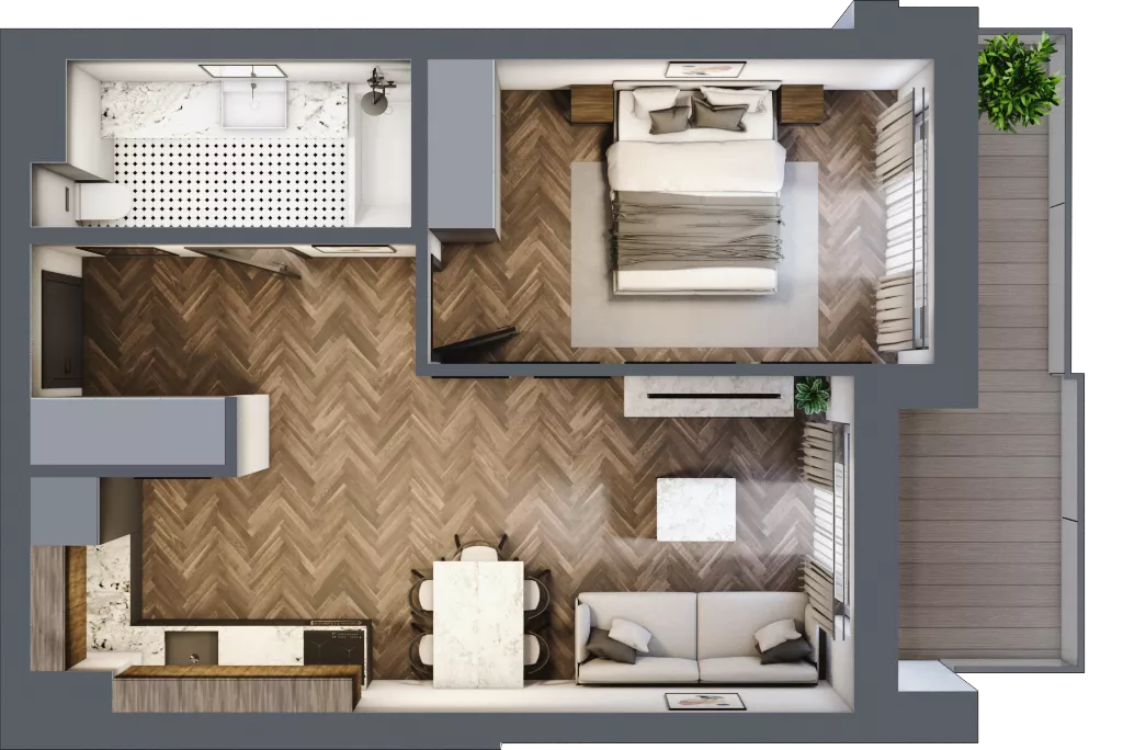 2 pokoje, mieszkanie 41,10 m², piętro 3, oferta nr ONH-B-KLM14-LM30, Osiedle Nowe Horyzonty - etap III, Bydgoszcz, Bartodzieje, ul. Mała 12-14
