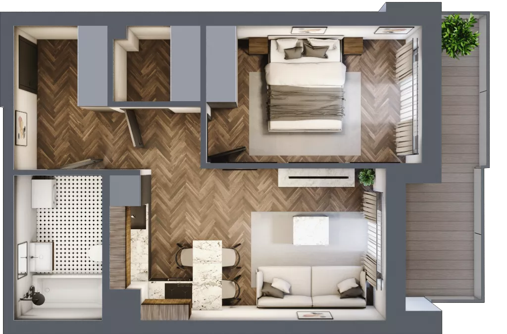 2 pokoje, mieszkanie 41,03 m², piętro 4, oferta nr ONH-B-KLM12-LM30, Osiedle Nowe Horyzonty - etap III, Bydgoszcz, Bartodzieje, ul. Mała 12-14