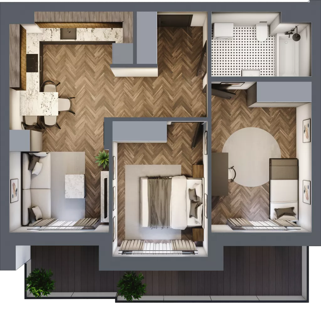 3 pokoje, mieszkanie 54,71 m², piętro 4, oferta nr ONH-B-KLM12-LM38, Osiedle Nowe Horyzonty - etap III, Bydgoszcz, Bartodzieje, ul. Mała 12-14