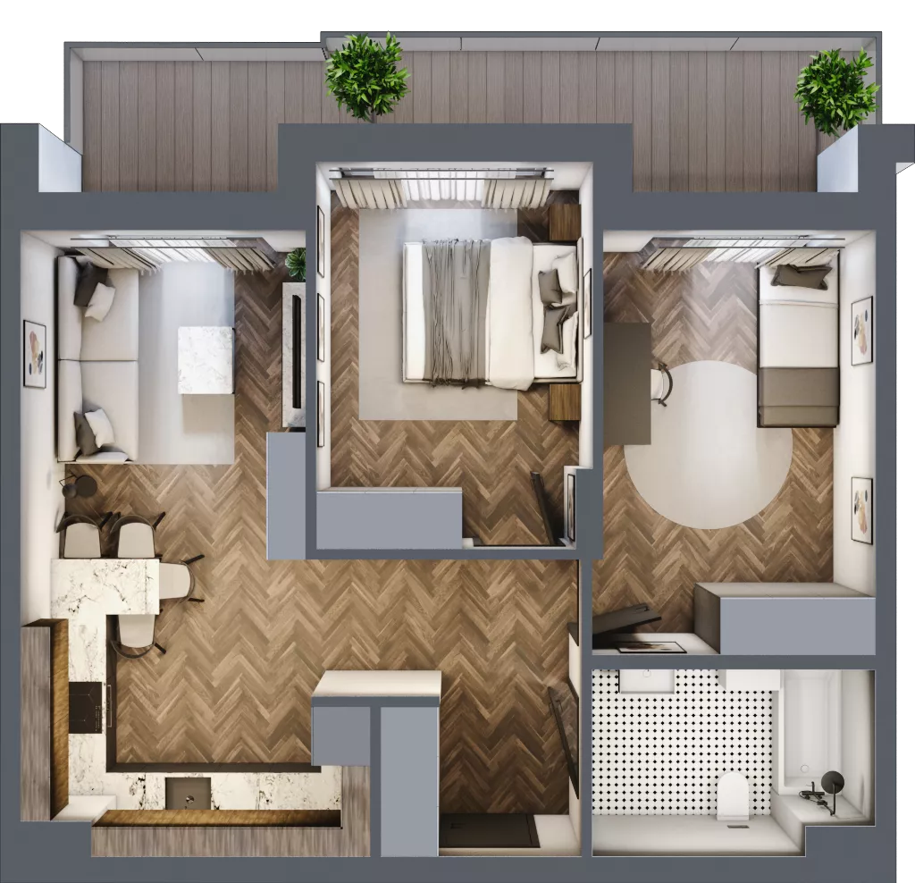 3 pokoje, mieszkanie 54,97 m², piętro 5, oferta nr ONH-B-KLM12-LM46, Osiedle Nowe Horyzonty - etap III, Bydgoszcz, Bartodzieje, ul. Mała 12-14