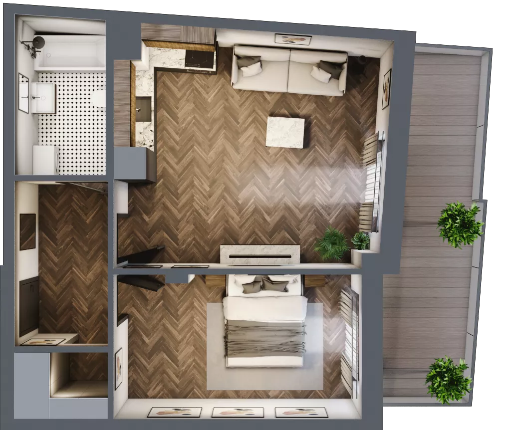 2 pokoje, mieszkanie 46,43 m², piętro 5, oferta nr ONH-B-KLM12-LM48, Osiedle Nowe Horyzonty - etap III, Bydgoszcz, Bartodzieje, ul. Mała 12-14