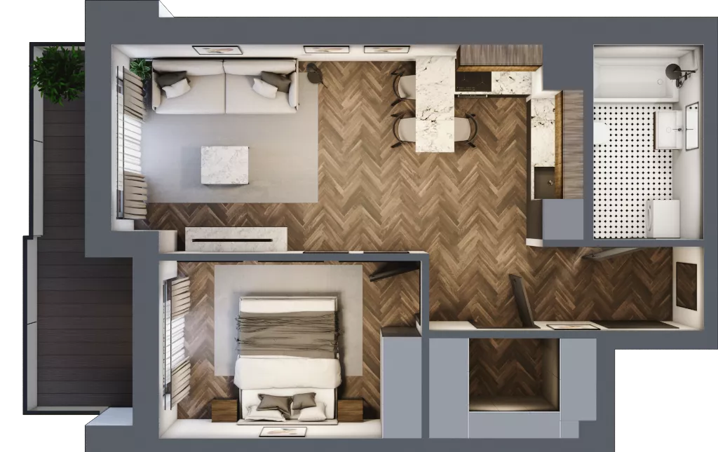 2 pokoje, mieszkanie 43,71 m², piętro 5, oferta nr ONH-B-KLM14-LM46, Osiedle Nowe Horyzonty - etap III, Bydgoszcz, Bartodzieje, ul. Mała 12-14