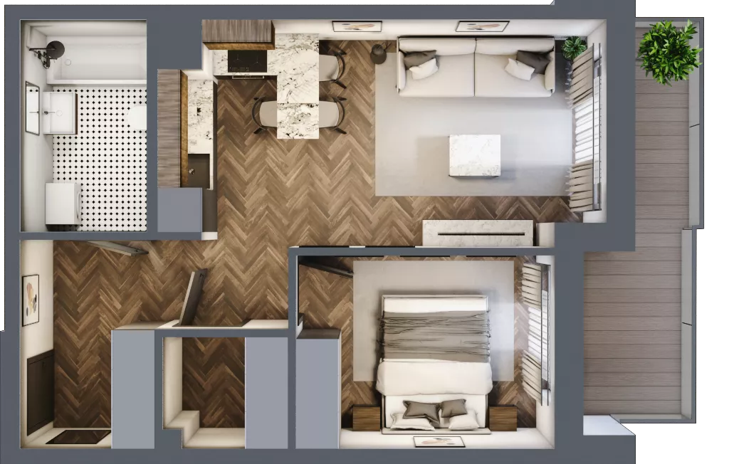 2 pokoje, mieszkanie 41,55 m², piętro 5, oferta nr ONH-B-KLM14-LM47, Osiedle Nowe Horyzonty - etap III, Bydgoszcz, Bartodzieje, ul. Mała 12-14