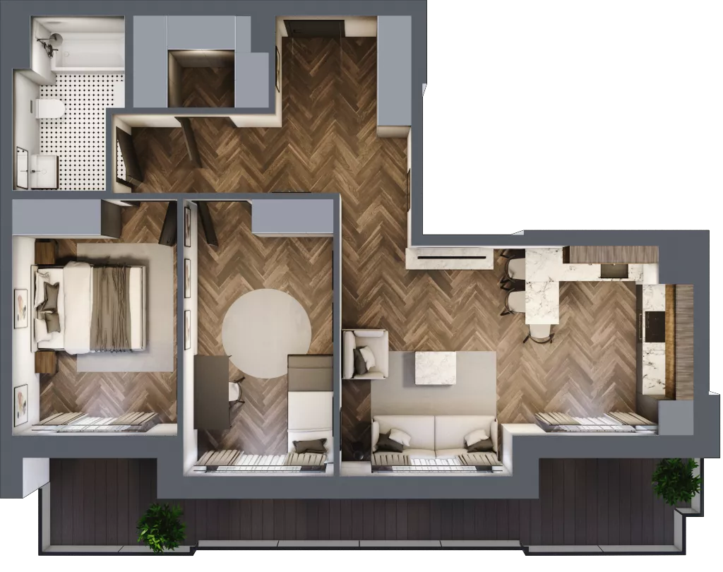 3 pokoje, mieszkanie 65,96 m², piętro 6, oferta nr ONH-B-KLM12-LM51, Osiedle Nowe Horyzonty - etap III, Bydgoszcz, Bartodzieje, ul. Mała 12-14