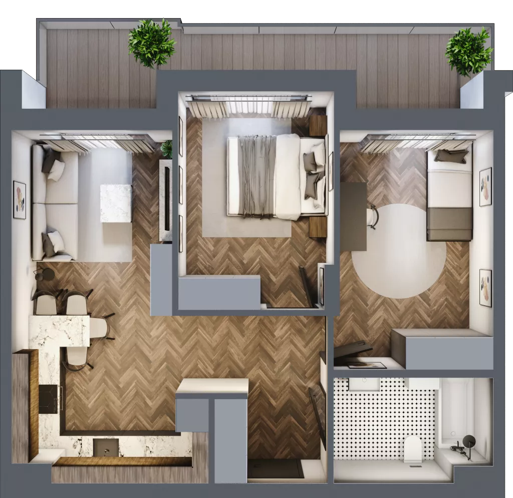 3 pokoje, mieszkanie 54,96 m², piętro 6, oferta nr ONH-B-KLM12-LM57, Osiedle Nowe Horyzonty - etap III, Bydgoszcz, Bartodzieje, ul. Mała 12-14