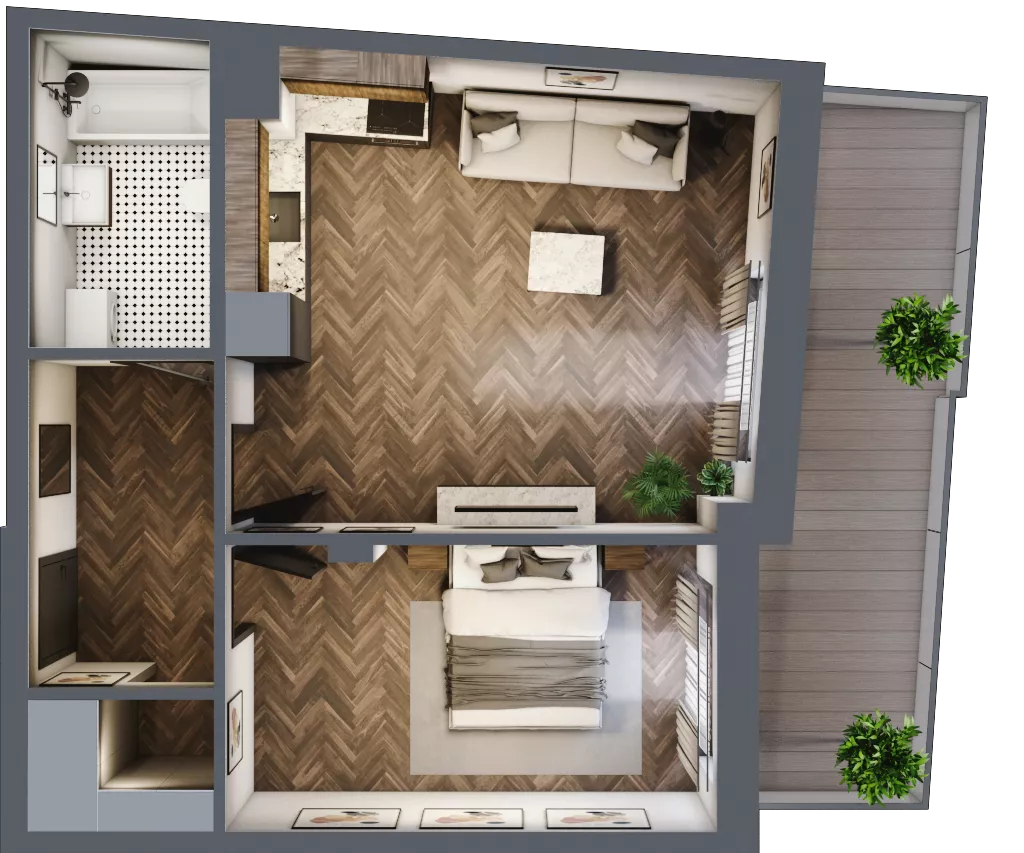 2 pokoje, mieszkanie 46,42 m², piętro 6, oferta nr ONH-B-KLM12-LM59, Osiedle Nowe Horyzonty - etap III, Bydgoszcz, Bartodzieje, ul. Mała 12-14