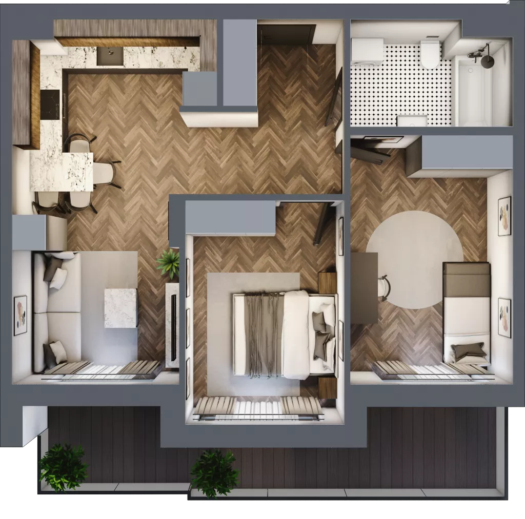 3 pokoje, mieszkanie 54,75 m², piętro 6, oferta nr ONH-B-KLM12-LM60, Osiedle Nowe Horyzonty - etap III, Bydgoszcz, Bartodzieje, ul. Mała 12-14