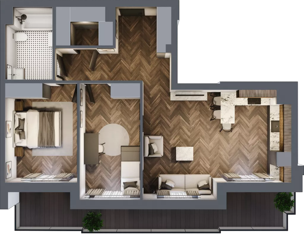 3 pokoje, mieszkanie 68,20 m², piętro 6, oferta nr ONH-B-KLM14-LM49, Osiedle Nowe Horyzonty - etap III, Bydgoszcz, Bartodzieje, ul. Mała 12-14