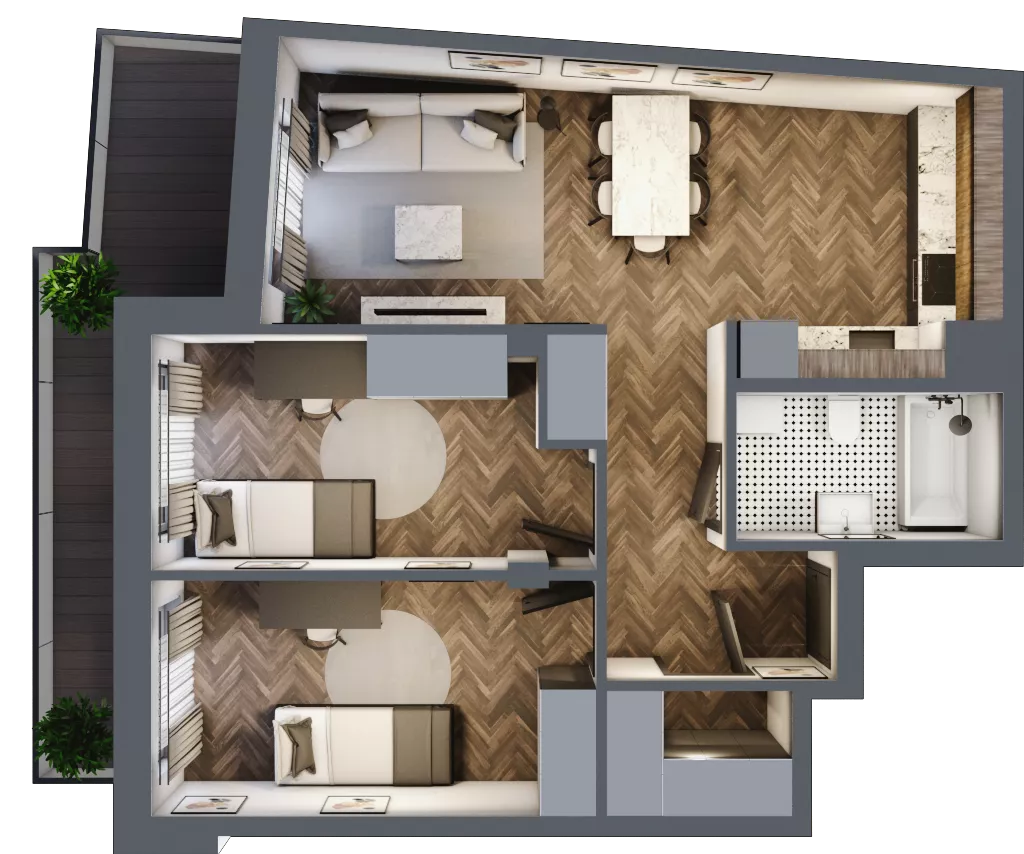 3 pokoje, mieszkanie 56,37 m², piętro 7, oferta nr ONH-B-KLM12-LM68, Osiedle Nowe Horyzonty - etap III, Bydgoszcz, Bartodzieje, ul. Mała 12-14