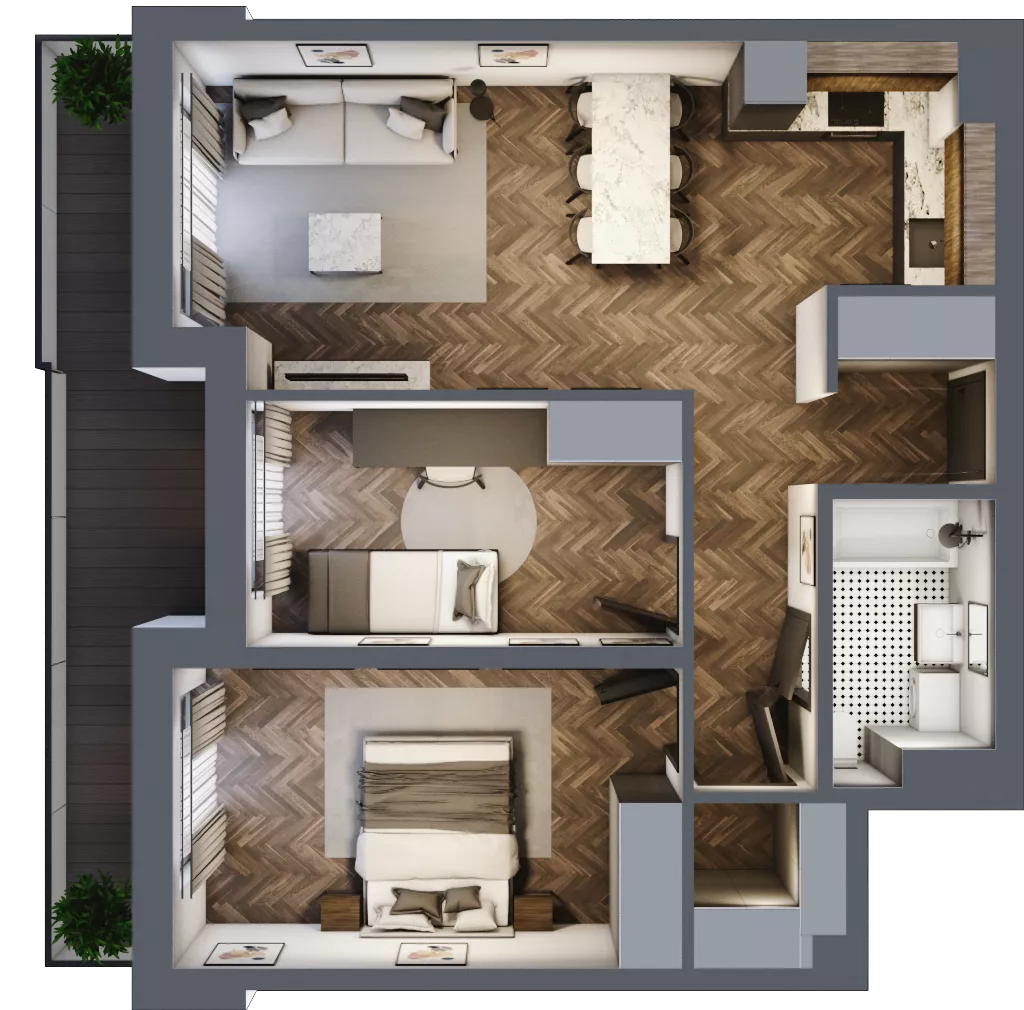 3 pokoje, mieszkanie 61,21 m², piętro 7, oferta nr ONH-B-KLM14-LM61, Osiedle Nowe Horyzonty - etap III, Bydgoszcz, Bartodzieje, ul. Mała 12-14