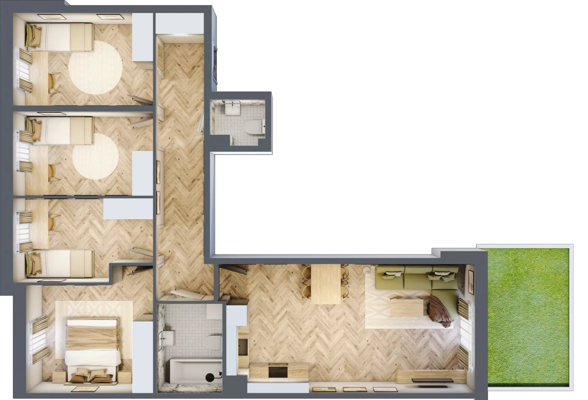 5 pokoi, mieszkanie 86,52 m², parter, oferta nr 9, Osiedle JAR Heweliusza - bud. D, Toruń, Wrzosy, JAR, ul. J. Heweliusza 15, 15A