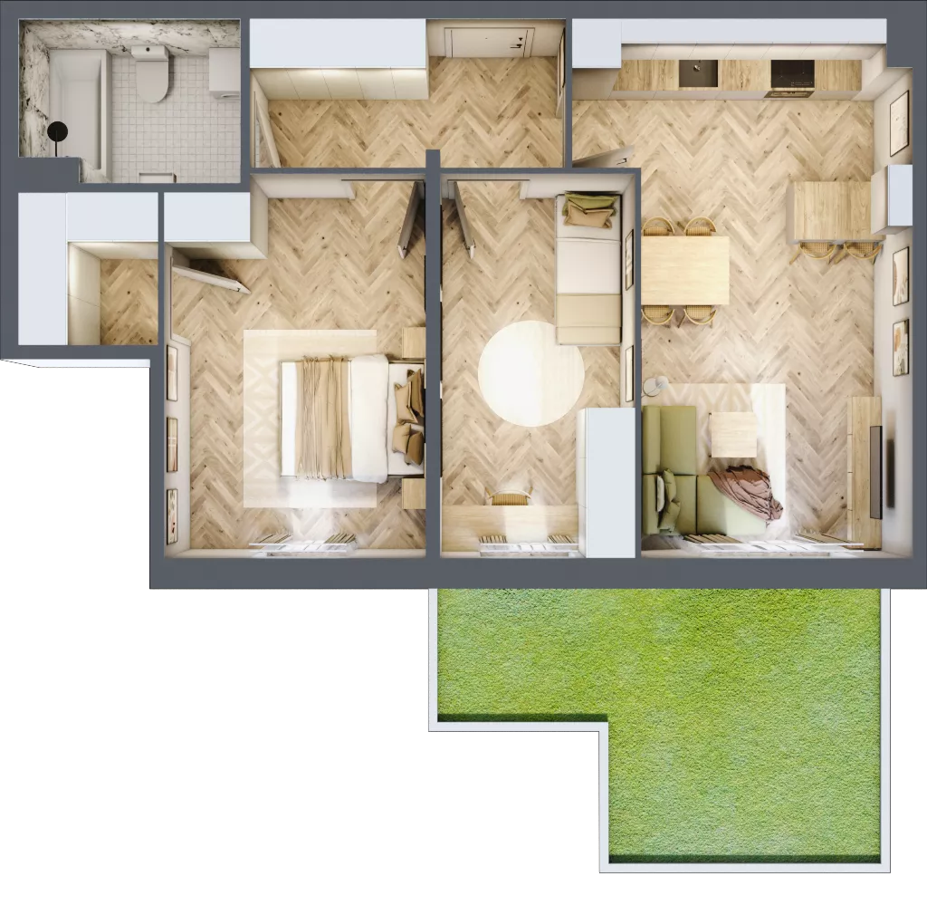 3 pokoje, mieszkanie 64,26 m², parter, oferta nr 7, Osiedle JAR Heweliusza - bud. D, Toruń, Wrzosy, JAR, ul. J. Heweliusza 15, 15A
