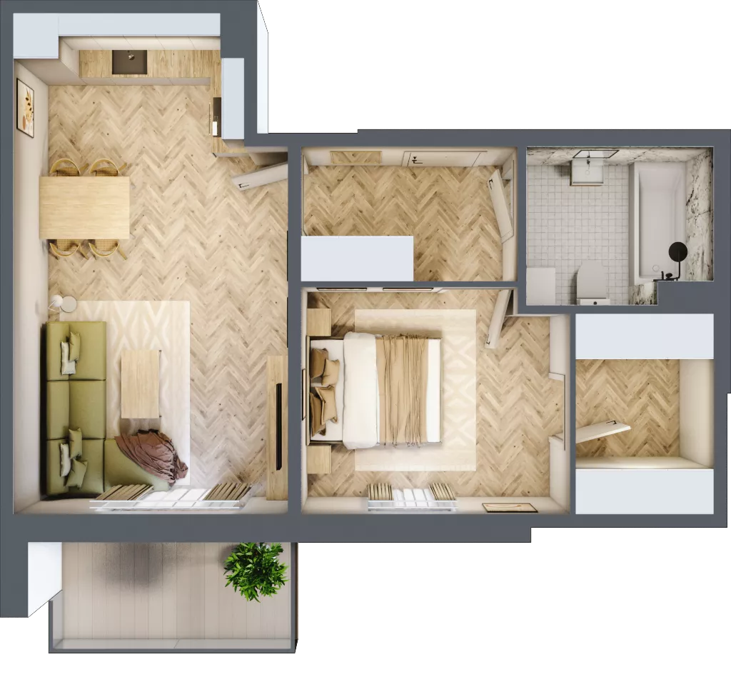 2 pokoje, mieszkanie 48,29 m², piętro 1, oferta nr 17, Osiedle JAR Heweliusza - bud. D, Toruń, Wrzosy, JAR, ul. J. Heweliusza 15, 15A