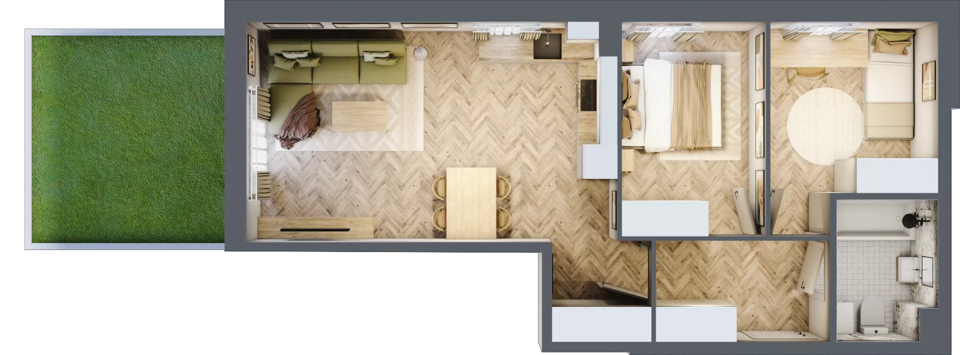 3 pokoje, mieszkanie 54,38 m², parter, oferta nr 37, Osiedle JAR Heweliusza - bud. D, Toruń, Wrzosy, JAR, ul. J. Heweliusza 15, 15A