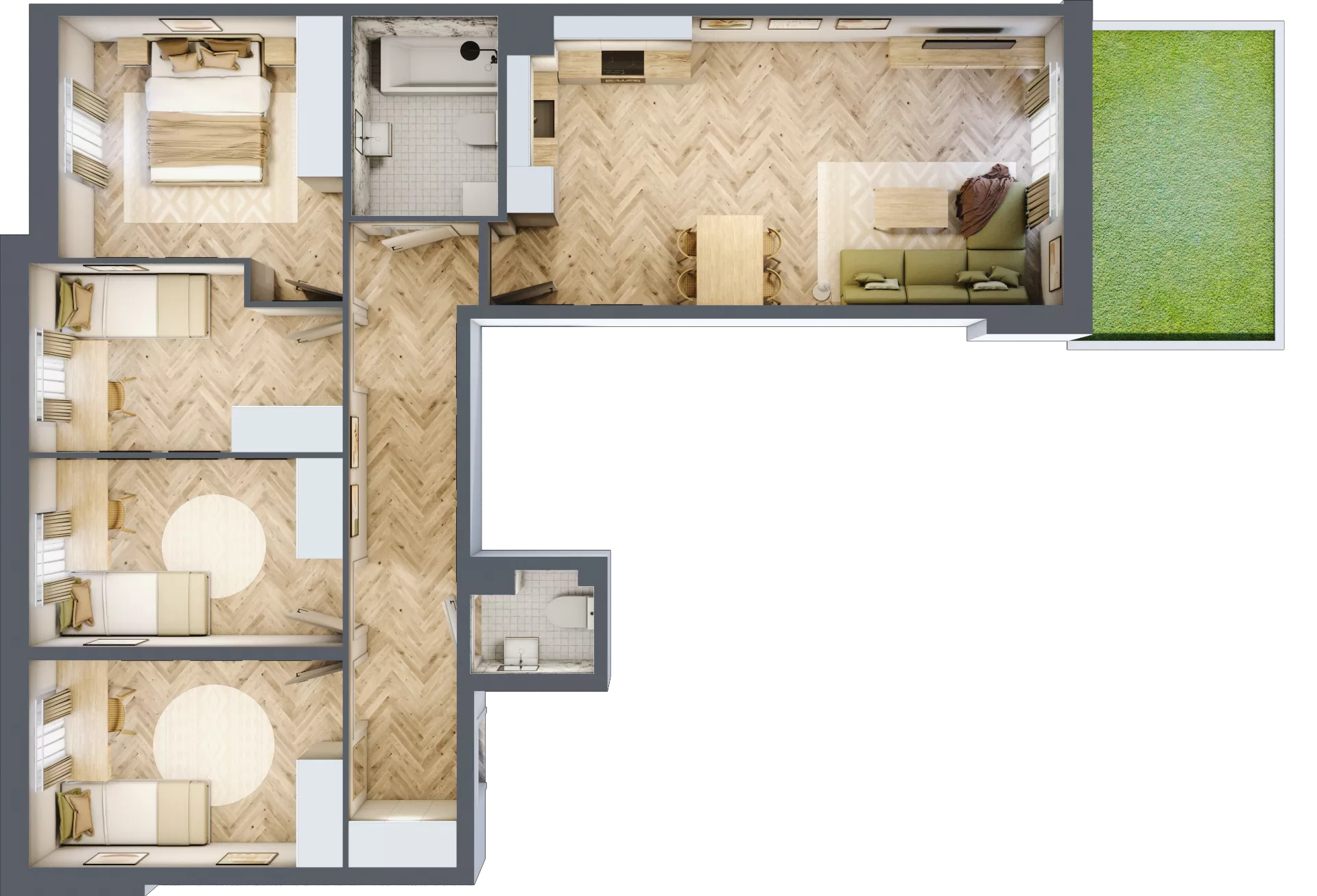 5 pokoi, mieszkanie 86,52 m², parter, oferta nr 28, Osiedle JAR Heweliusza - bud. D, Toruń, Wrzosy, JAR, ul. J. Heweliusza 15, 15A
