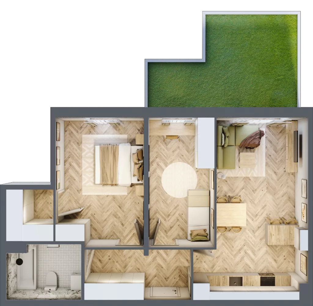 3 pokoje, mieszkanie 64,26 m², parter, oferta nr 30, Osiedle JAR Heweliusza - bud. D, Toruń, Wrzosy, JAR, ul. J. Heweliusza 15, 15A
