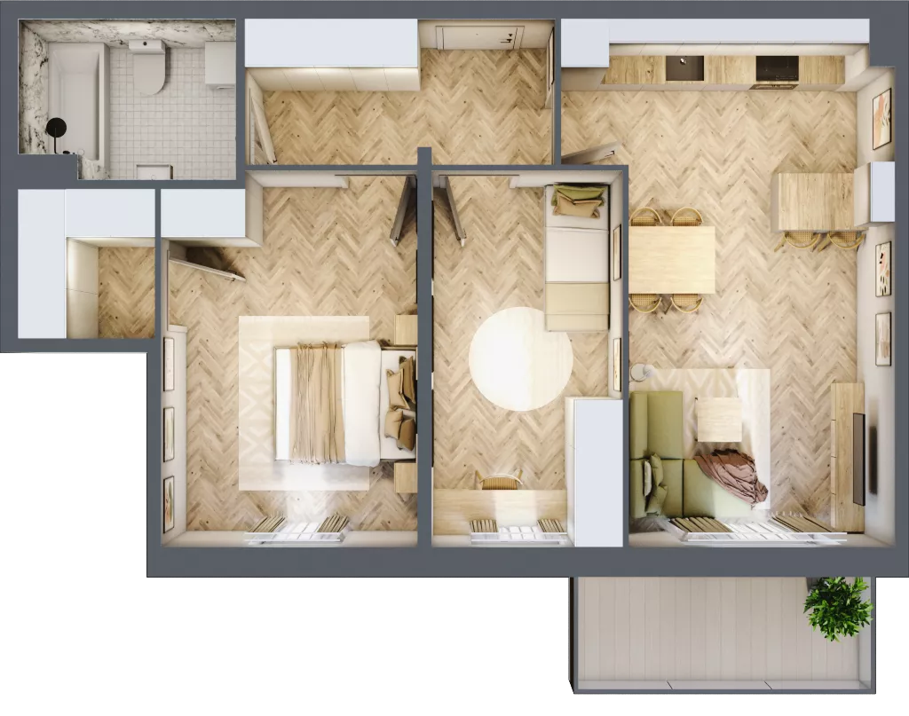 3 pokoje, mieszkanie 64,26 m², piętro 1, oferta nr 16, Osiedle JAR Heweliusza - bud. D, Toruń, Wrzosy, JAR, ul. J. Heweliusza 15, 15A