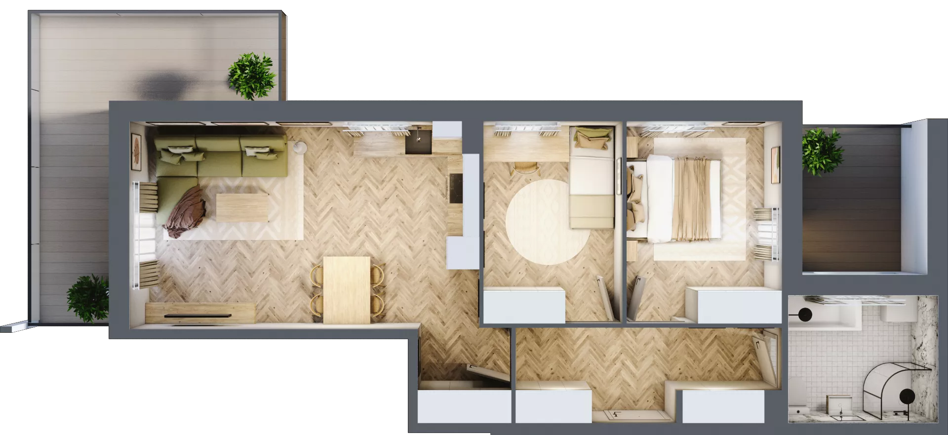 3 pokoje, mieszkanie 61,04 m², piętro 1, oferta nr 47, Osiedle JAR Heweliusza - bud. D, Toruń, Wrzosy, JAR, ul. J. Heweliusza 15, 15A
