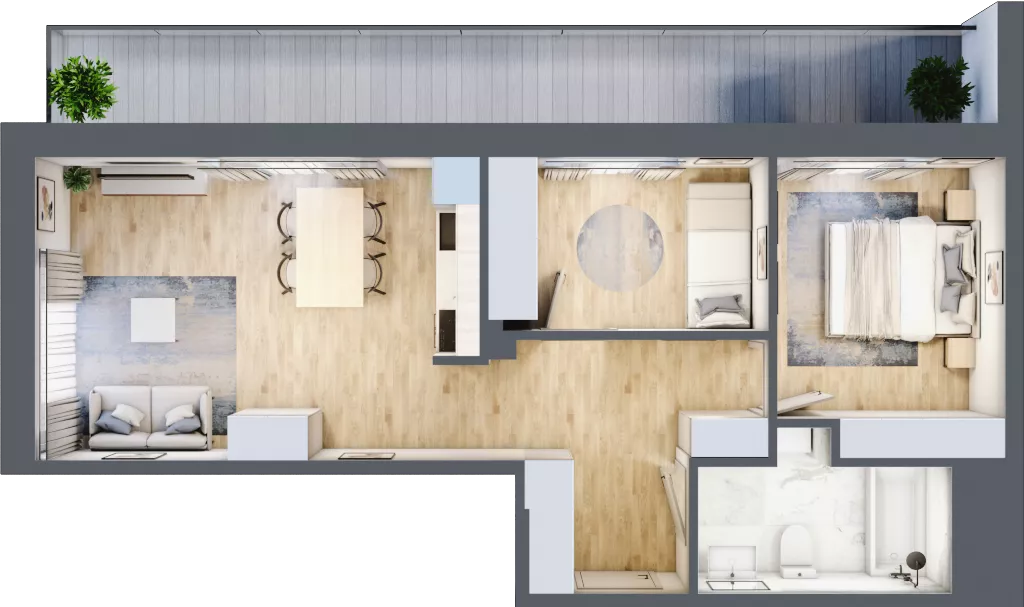 3 pokoje, mieszkanie 53,41 m², piętro 2, oferta nr 1B-2.5., Gardenia Pogodno, Szczecin, Zachód, Pogodno, ul. Unii Lubelskiej