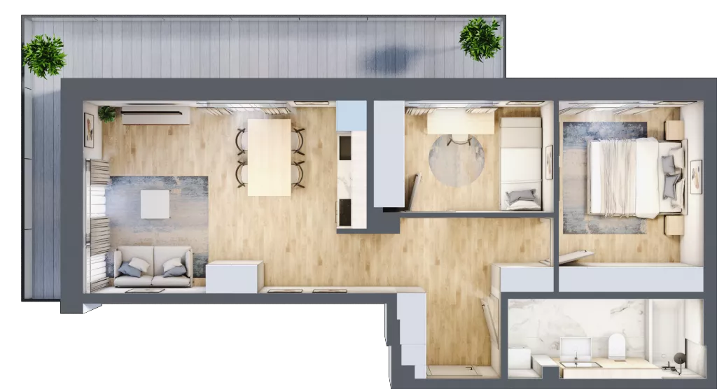 3 pokoje, mieszkanie 54,55 m², piętro 1, oferta nr 2A-1.8, Gardenia Pogodno, Szczecin, Zachód, Pogodno, ul. Unii Lubelskiej