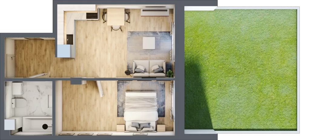 2 pokoje, mieszkanie 42,96 m², parter, oferta nr 3A-0.3, Gardenia Pogodno, Szczecin, Zachód, Pogodno, ul. Unii Lubelskiej