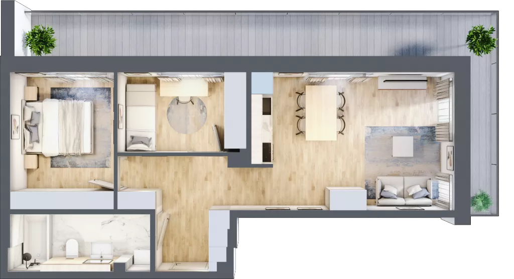 3 pokoje, mieszkanie 54,40 m², piętro 1, oferta nr 3A-1.1, Gardenia Pogodno, Szczecin, Zachód, Pogodno, ul. Unii Lubelskiej