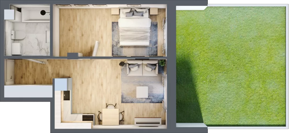 2 pokoje, mieszkanie 42,96 m², parter, oferta nr 3B-0.5, Gardenia Pogodno, Szczecin, Zachód, Pogodno, ul. Unii Lubelskiej
