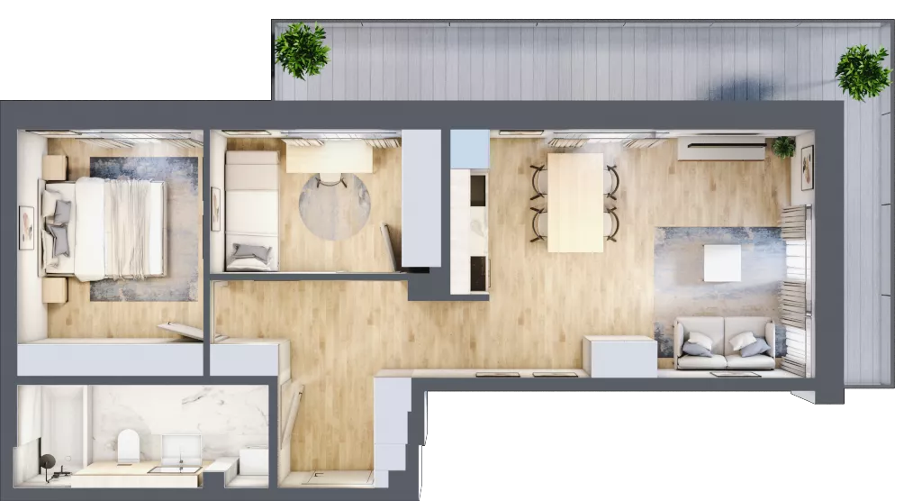 3 pokoje, mieszkanie 54,38 m², piętro 1, oferta nr 3B-1.1, Gardenia Pogodno, Szczecin, Zachód, Pogodno, ul. Unii Lubelskiej
