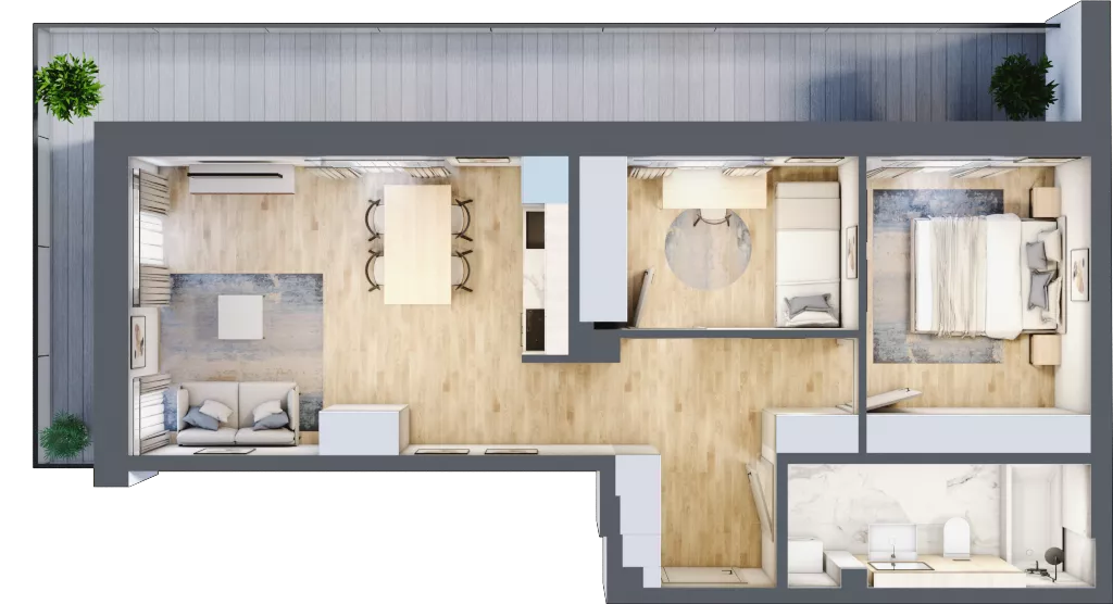 3 pokoje, mieszkanie 54,69 m², piętro 1, oferta nr 3B-1.8, Gardenia Pogodno, Szczecin, Zachód, Pogodno, ul. Unii Lubelskiej