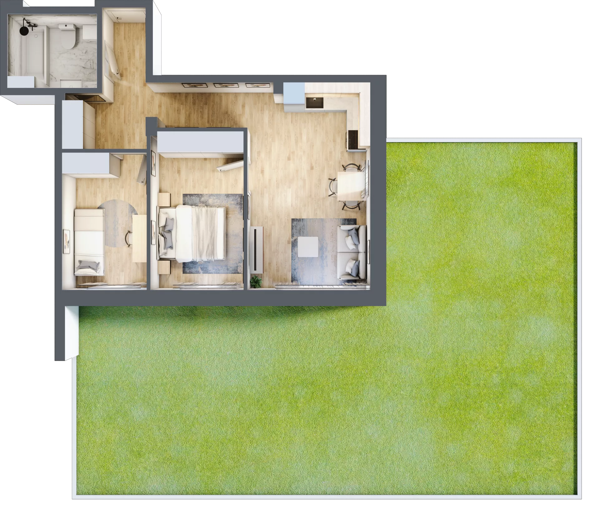 2 pokoje, mieszkanie 56,55 m², parter, oferta nr 4A-0.2, Gardenia Pogodno, Szczecin, Zachód, Pogodno, ul. Unii Lubelskiej