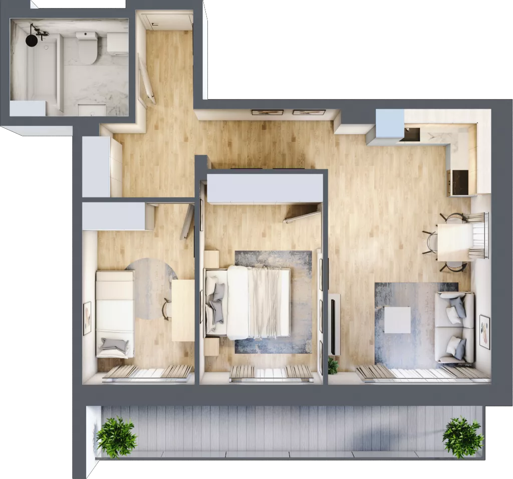 3 pokoje, mieszkanie 55,52 m², piętro 1, oferta nr 4A-1.3, Gardenia Pogodno, Szczecin, Zachód, Pogodno, ul. Unii Lubelskiej