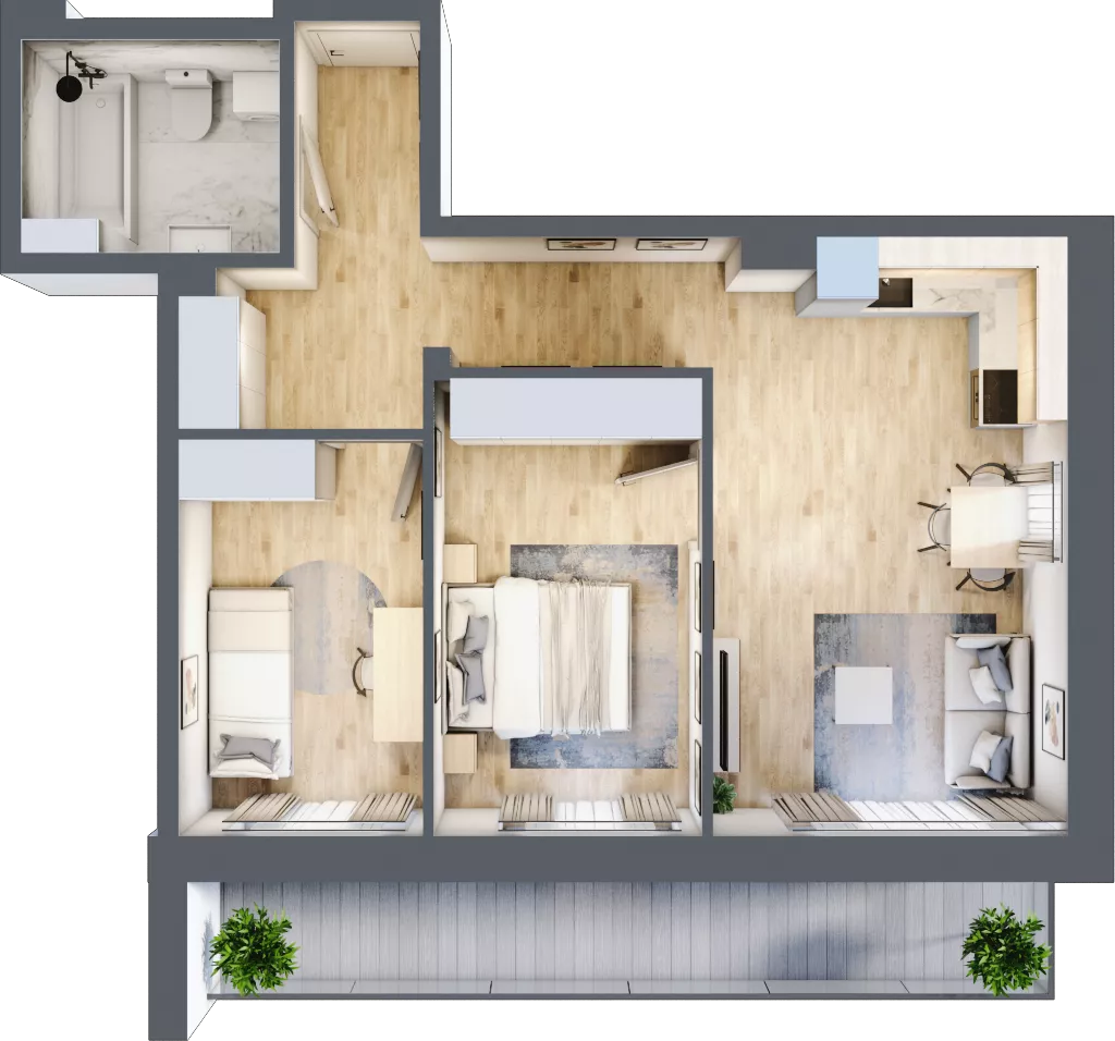3 pokoje, mieszkanie 55,97 m², piętro 3, oferta nr 4A-3.3, Gardenia Pogodno, Szczecin, Zachód, Pogodno, ul. Unii Lubelskiej