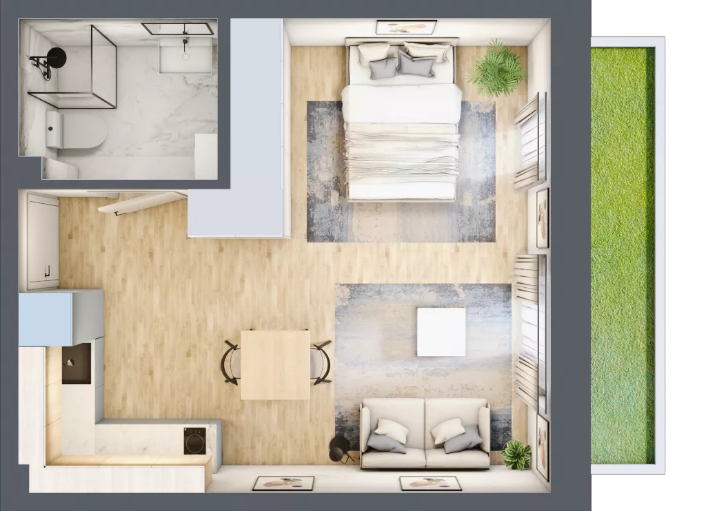 1 pokój, mieszkanie 31,08 m², parter, oferta nr 4B-0.2, Gardenia Pogodno, Szczecin, Zachód, Pogodno, ul. Unii Lubelskiej