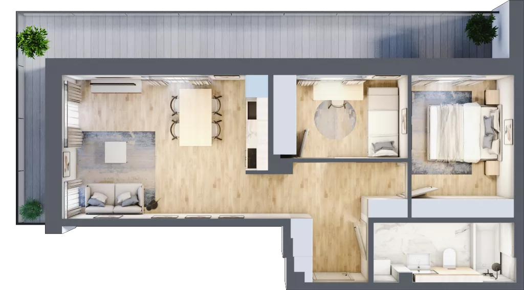 3 pokoje, mieszkanie 53,40 m², piętro 1, oferta nr 4B-1.7, Gardenia Pogodno, Szczecin, Zachód, Pogodno, ul. Unii Lubelskiej
