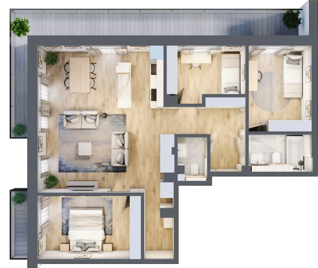 4 pokoje, mieszkanie 85,40 m², piętro 3, oferta nr 4B-3.6+3.7, Gardenia Pogodno, Szczecin, Zachód, Pogodno, ul. Unii Lubelskiej
