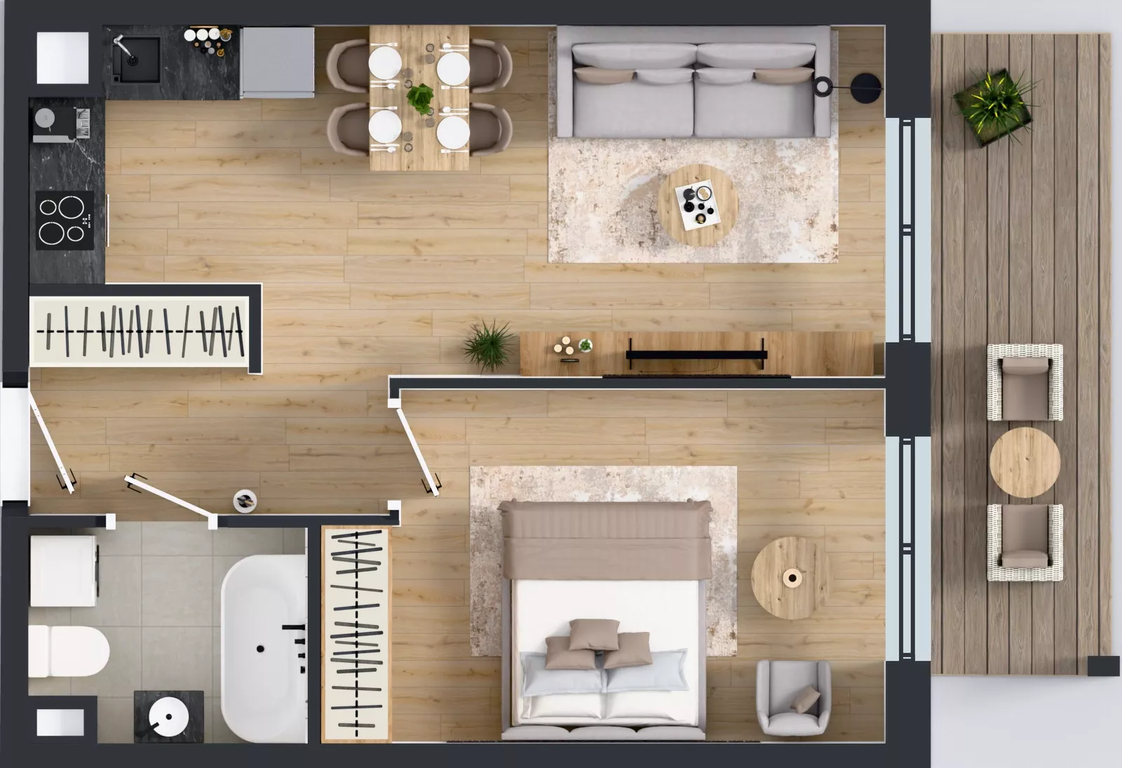2 pokoje, mieszkanie 42,45 m², piętro 2, oferta nr A1/10, ESSA Kliny, Kraków, Swoszowice, Kliny, ul. Anny Szwed-Śniadowskiej