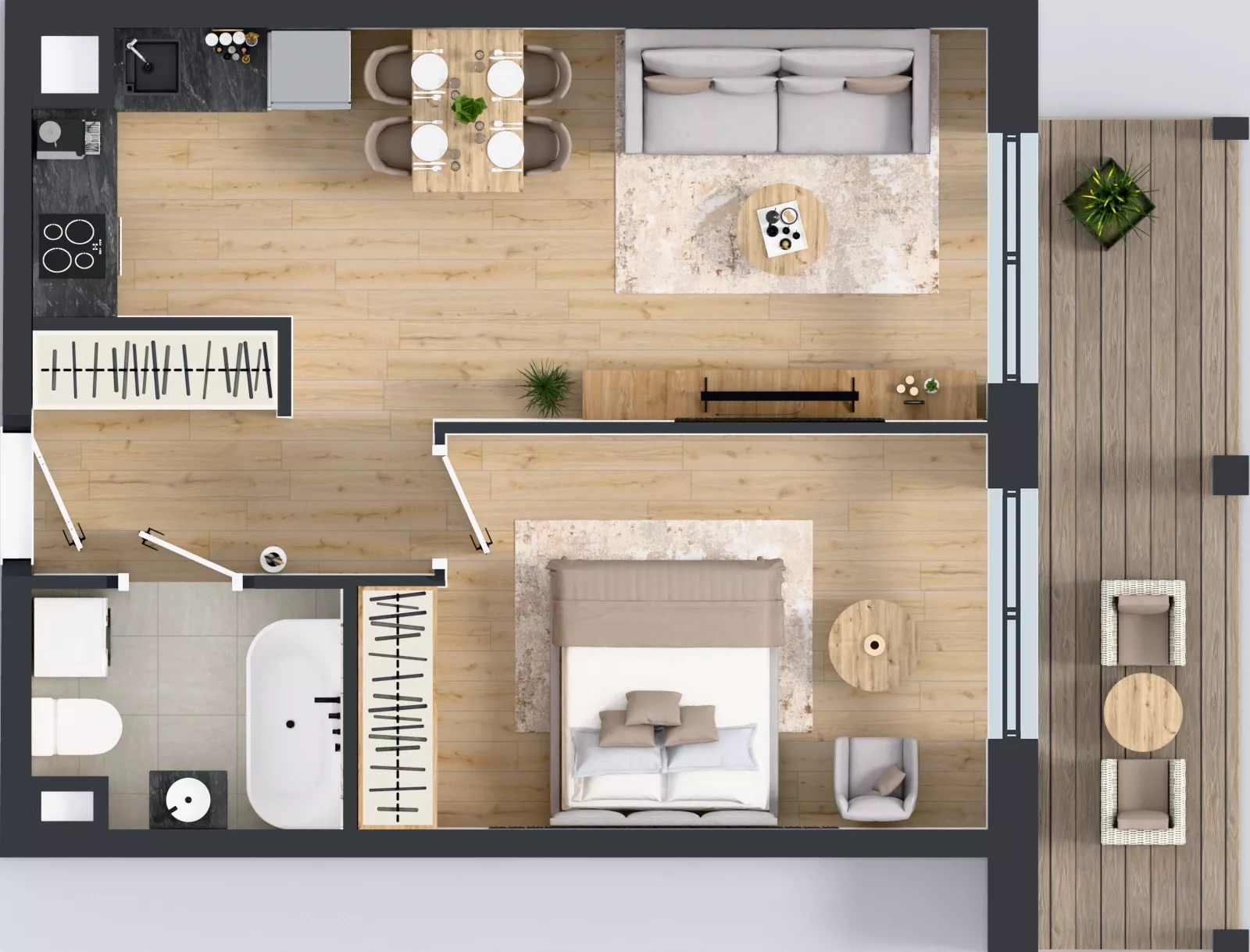 2 pokoje, mieszkanie 42,45 m², piętro 3, oferta nr A1/15, ESSA Kliny, Kraków, Swoszowice, Kliny, ul. Anny Szwed-Śniadowskiej