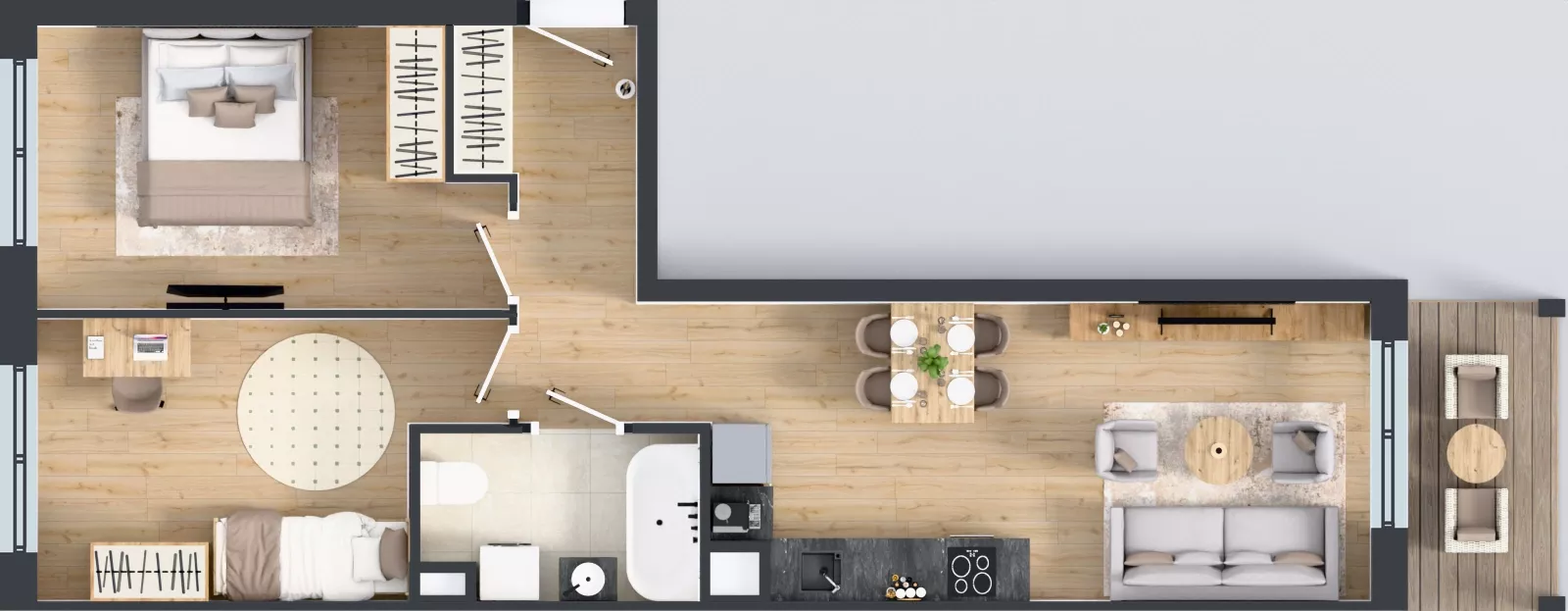 3 pokoje, mieszkanie 56,47 m², piętro 3, oferta nr A1/18, ESSA Kliny, Kraków, Swoszowice, Kliny, ul. Anny Szwed-Śniadowskiej