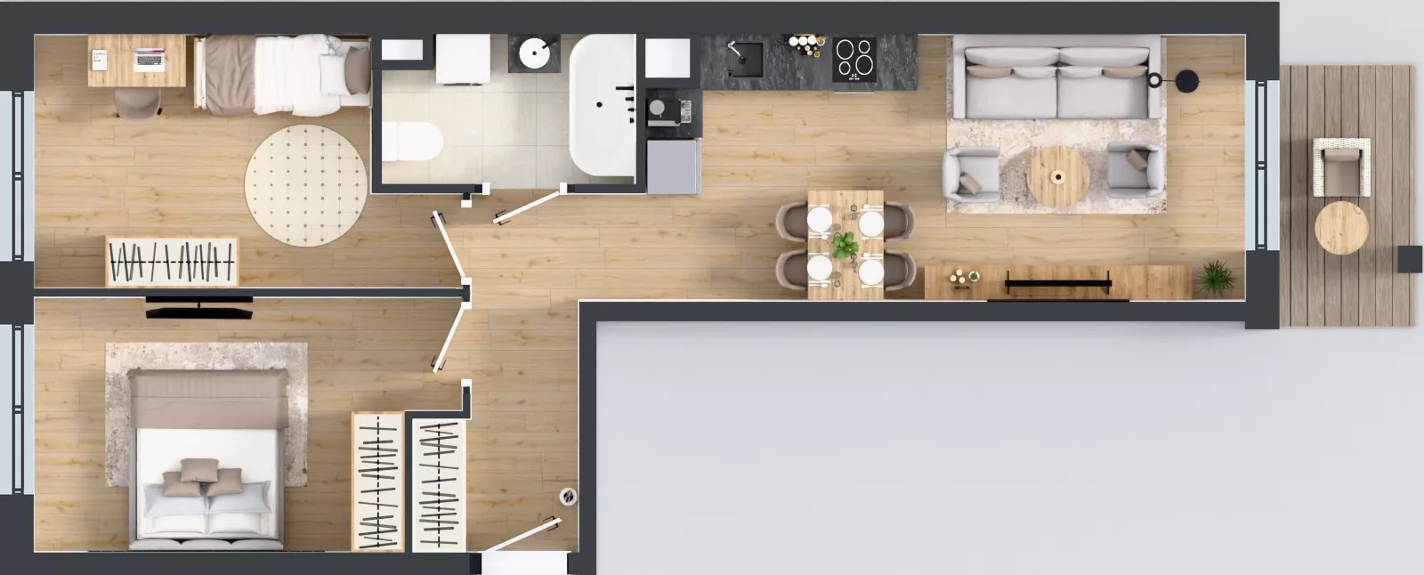 3 pokoje, mieszkanie 55,79 m², piętro 4, oferta nr A1/19, ESSA Kliny, Kraków, Swoszowice, Kliny, ul. Anny Szwed-Śniadowskiej