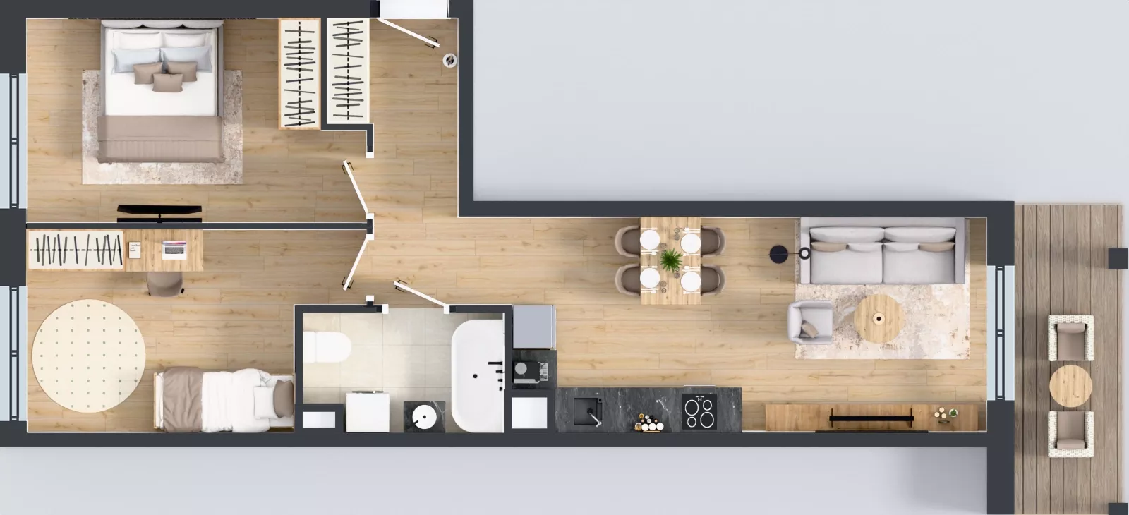 3 pokoje, mieszkanie 56,47 m², piętro 4, oferta nr A1/46, ESSA Kliny, Kraków, Swoszowice, Kliny, ul. Anny Szwed-Śniadowskiej