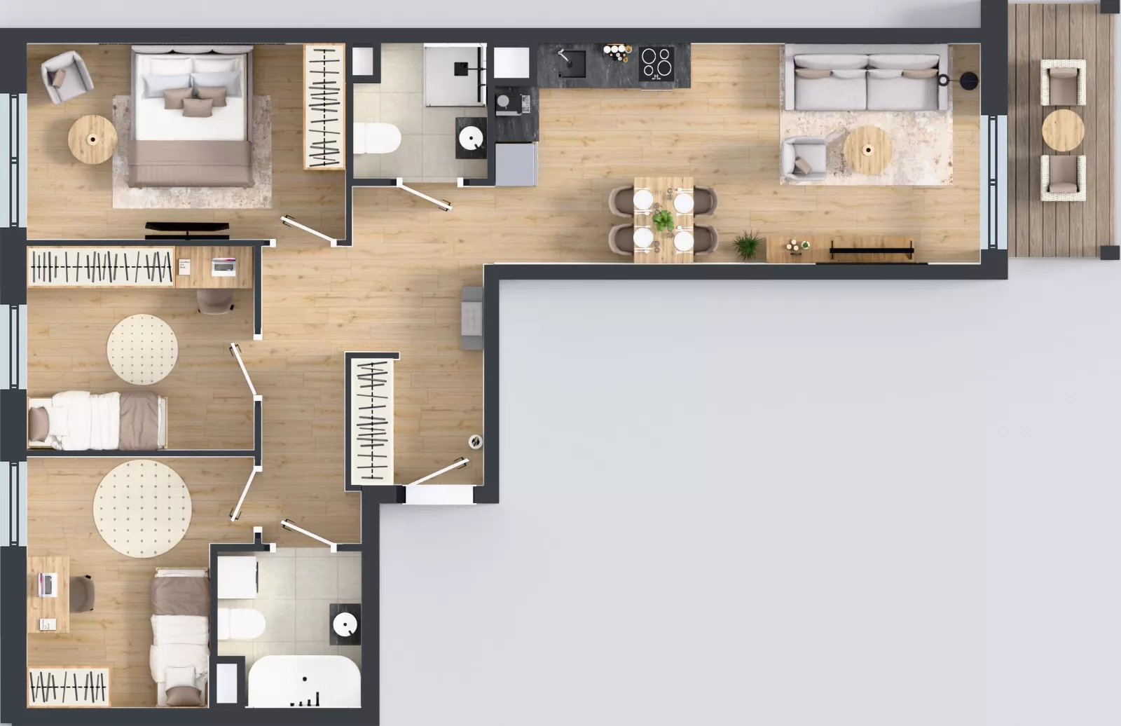 4 pokoje, mieszkanie 74,99 m², piętro 1, oferta nr A1/51, ESSA Kliny, Kraków, Swoszowice, Kliny, ul. Anny Szwed-Śniadowskiej