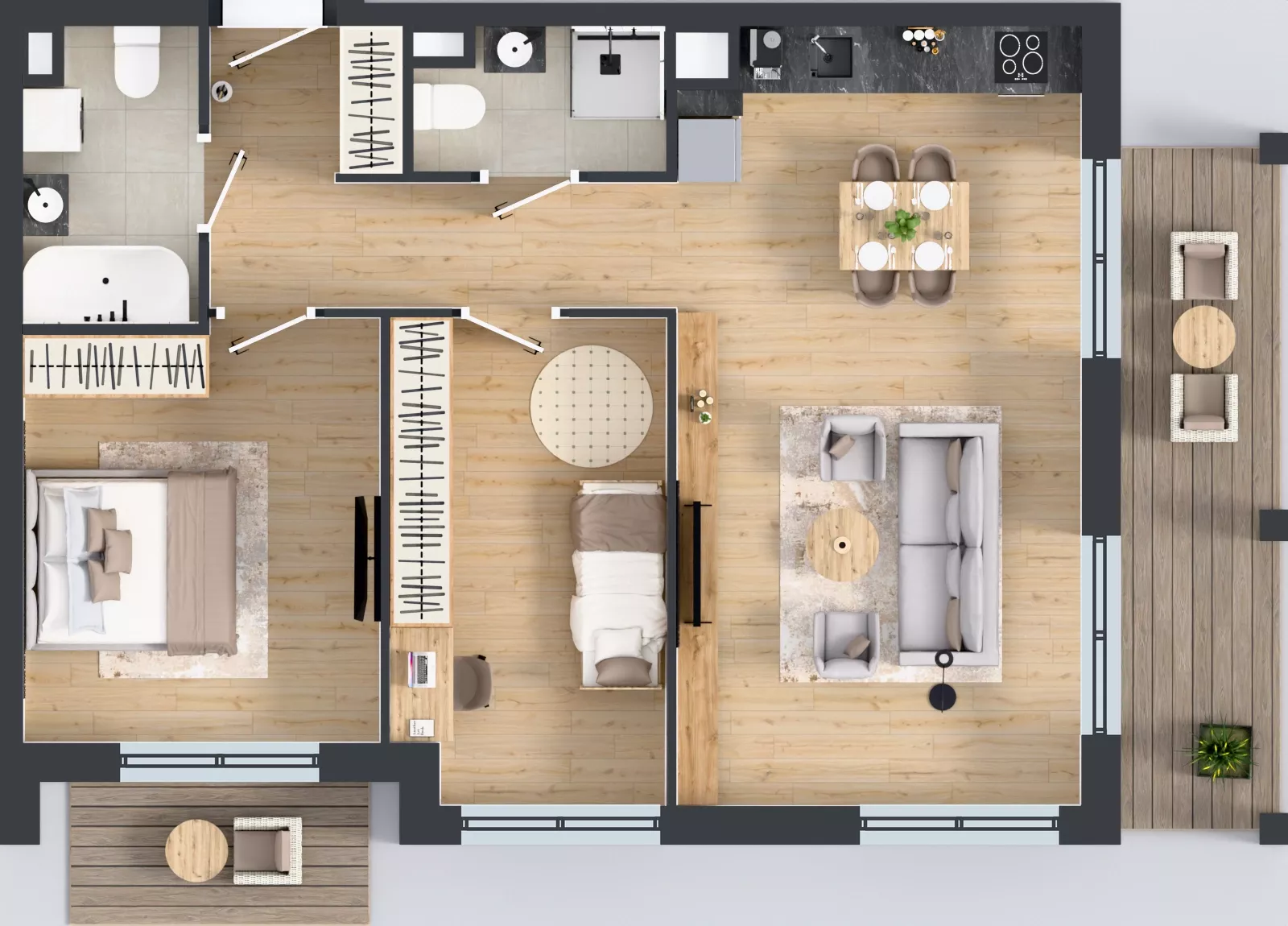 3 pokoje, mieszkanie 70,13 m², piętro 1, oferta nr A1/54, ESSA Kliny, Kraków, Swoszowice, Kliny, ul. Anny Szwed-Śniadowskiej