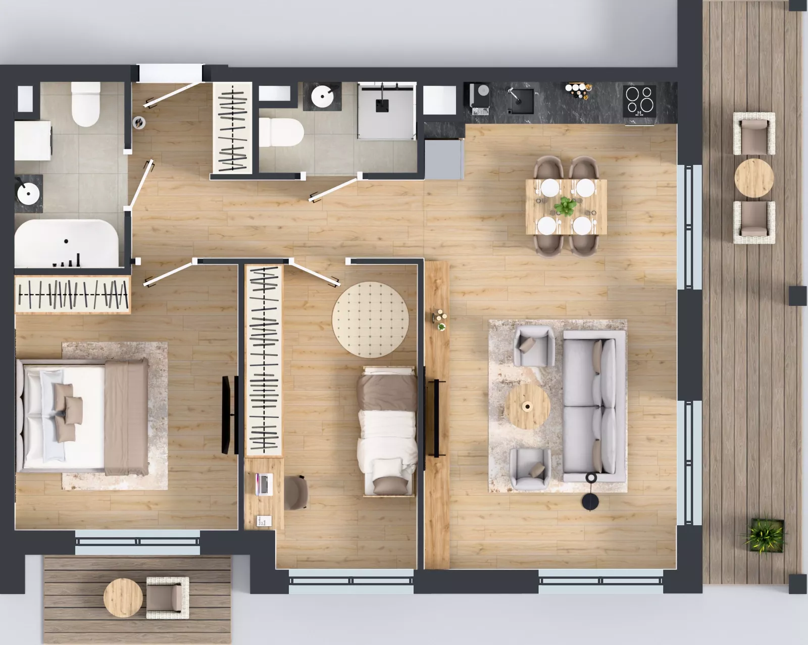 3 pokoje, mieszkanie 70,13 m², piętro 2, oferta nr A1/60, ESSA Kliny, Kraków, Swoszowice, Kliny, ul. Anny Szwed-Śniadowskiej