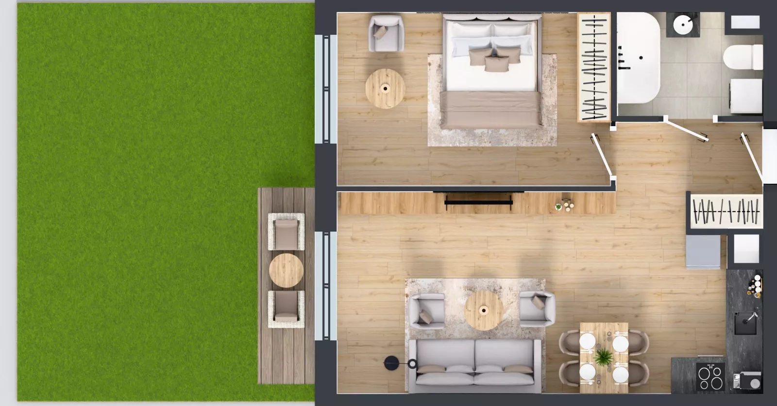 2 pokoje, mieszkanie 48,05 m², parter, oferta nr A1/79, ESSA Kliny, Kraków, Swoszowice, Kliny, ul. Anny Szwed-Śniadowskiej